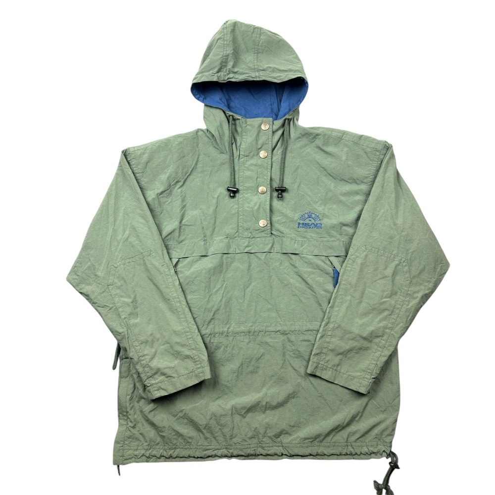 Vtg 90s Head Exploration Anorak Jacket Size Medium Green Nylon Outdoors Gorpcore